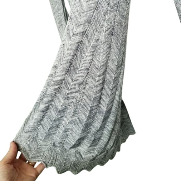 White House‎ Black Market XS Gray Chevron Long Sleeve Lace-Up Knit Tunic Top - Picture 10 of 13